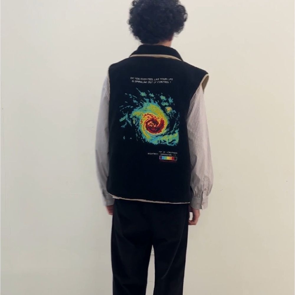 Black Vest with Colorful Swirl Design